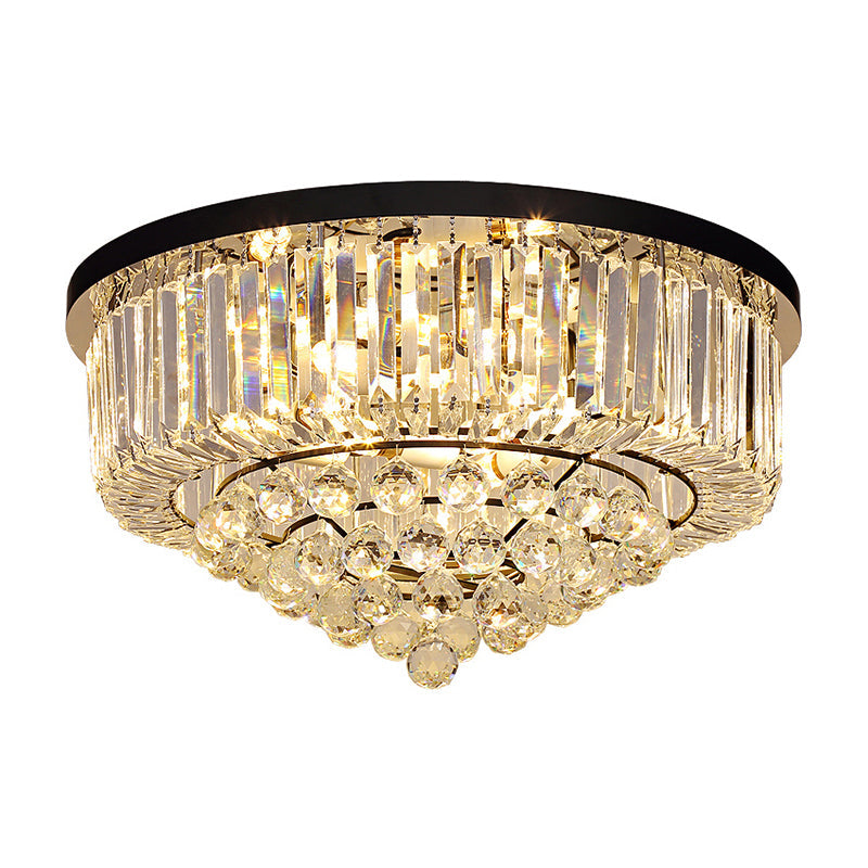 Minimalist Cone Shape Flush Light Clear Cut Crystal Bedroom Ceiling Mount Light in Black Clearhalo 'Ceiling Lights' 'Close To Ceiling Lights' 'Close to ceiling' 'Flush mount' Lighting' 2137910