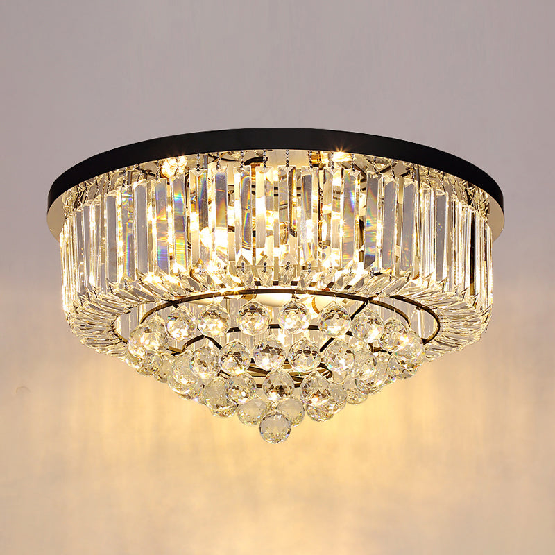 Minimalist Cone Shape Flush Light Clear Cut Crystal Bedroom Ceiling Mount Light in Black Clearhalo 'Ceiling Lights' 'Close To Ceiling Lights' 'Close to ceiling' 'Flush mount' Lighting' 2137911