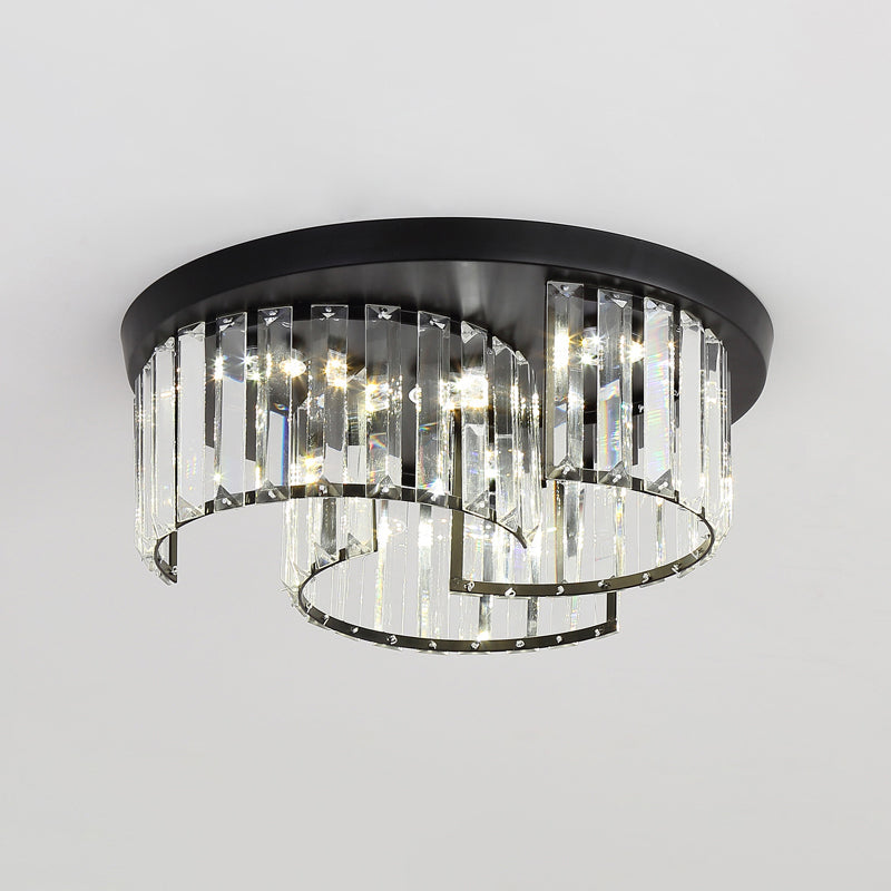 Black Windmill Shaped Ceiling Fixture Modern Prismatic Crystal LED Flush Mount Lighting Clearhalo 'Ceiling Lights' 'Close To Ceiling Lights' 'Close to ceiling' 'Flush mount' Lighting' 2138476