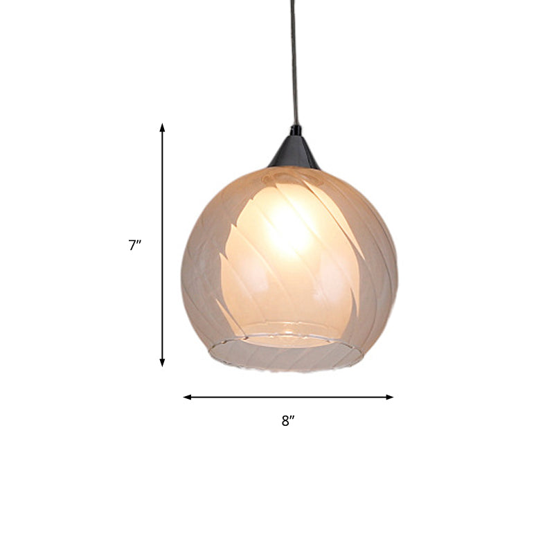 Traditional Spherical Hanging Ceiling Light 1 Light Clear Frosted Glass Pendant Lighting in Black Clearhalo 'Ceiling Lights' 'Glass shade' 'Glass' 'Pendant Lights' 'Pendants' Lighting' 213868