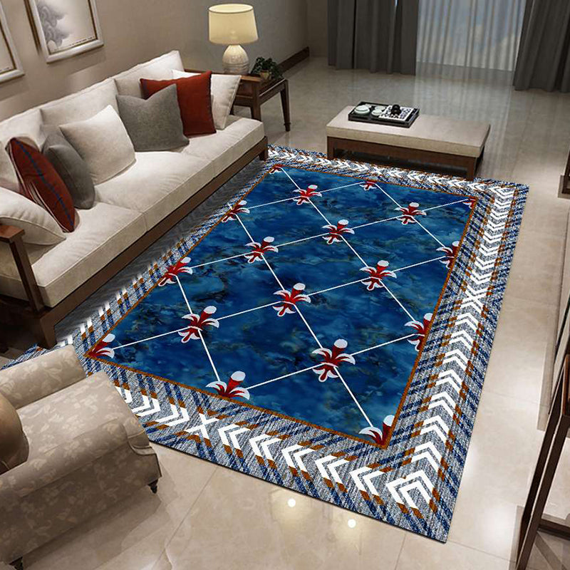 Glam 3D Print Geometric Rug Multicolor Modern Rug Polyester Pet Friendly Stain Resistant Non-Slip Carpet for Home Royal Blue Clearhalo 'Area Rug' 'Rug' 2140516