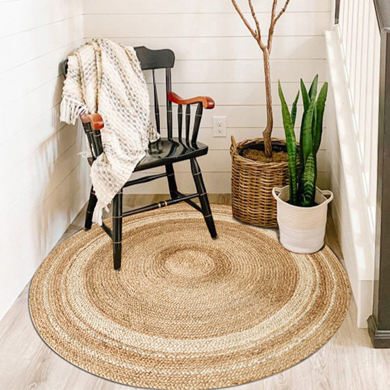 Rustic Dining Room Rug Multicolor Plain Carpet Jute Rope Hand-Braided Indoor Rug Wood Clearhalo 'Area Rug' 'Rug' 2140709