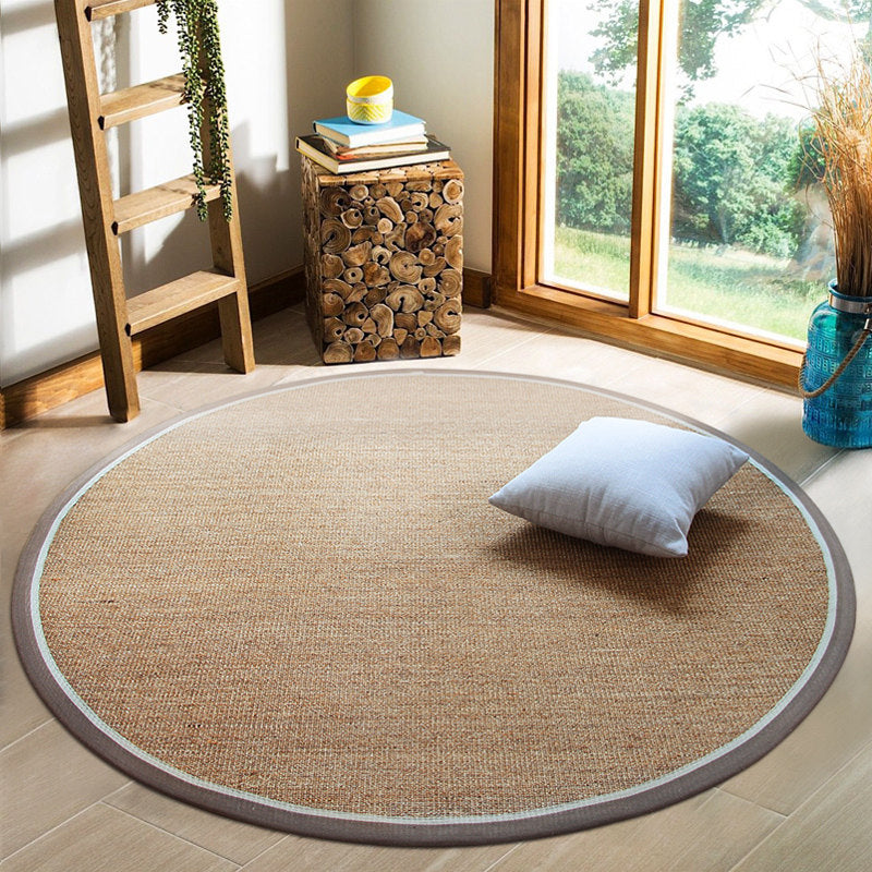 Lodge Style Plain Rug Brown Sisal Woven Carpet Anti-Slip Eco-Friendly Trimmed Rug for Home Clearhalo 'Area Rug' 'Rug' 2140727