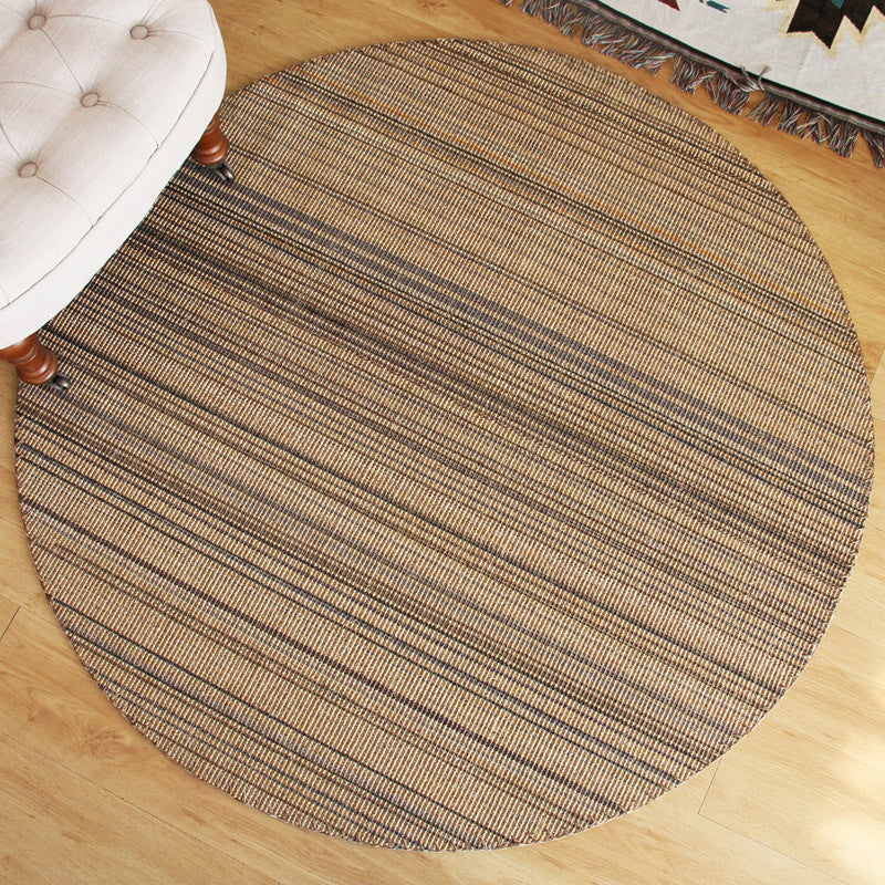 Brown Ticking Stripe Rug Sisal Woven Rustic Carpet Anti-Slip Stain Resistant Washable Rug for Home Decoration Brown Clearhalo 'Area Rug' 'Rug' 2140733