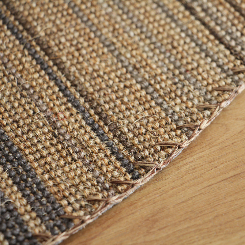 Brown Ticking Stripe Rug Sisal Woven Rustic Carpet Anti-Slip Stain Resistant Washable Rug for Home Decoration Clearhalo 'Area Rug' 'Rug' 2140735