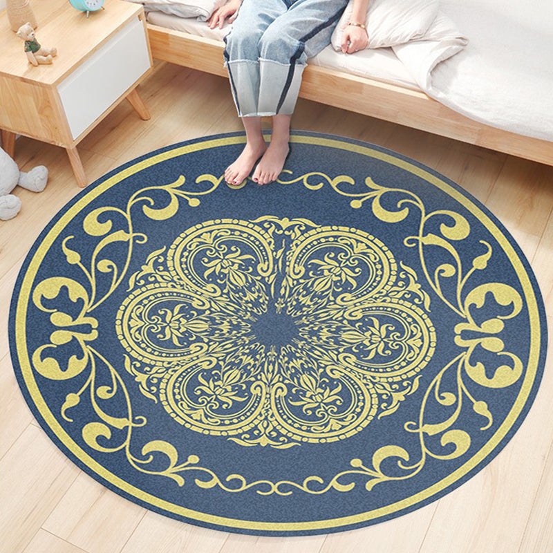 Classic Flower Patterned Rug Multicolor Bohemian Rug Polypropylene Washable Stain Resistant Non-Slip Backing Rug for Home Blue-Yellow Clearhalo 'Area Rug' 'Bohemian' 'Rugs' Rug' 2141169