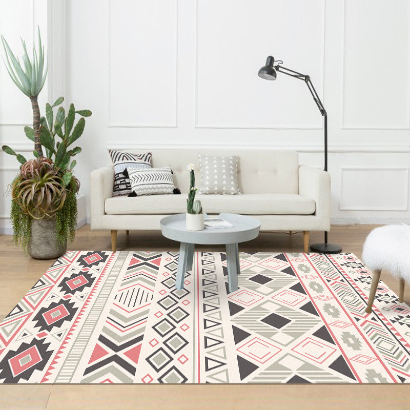 Bohemian Style Geometric Patterned Rug Multi-Colored Polypropylene Rug Anti-Slip Backing Pet Friendly Washable Rug for Home Nude Pink Clearhalo 'Area Rug' 'Bohemian' 'Rugs' Rug' 2141470