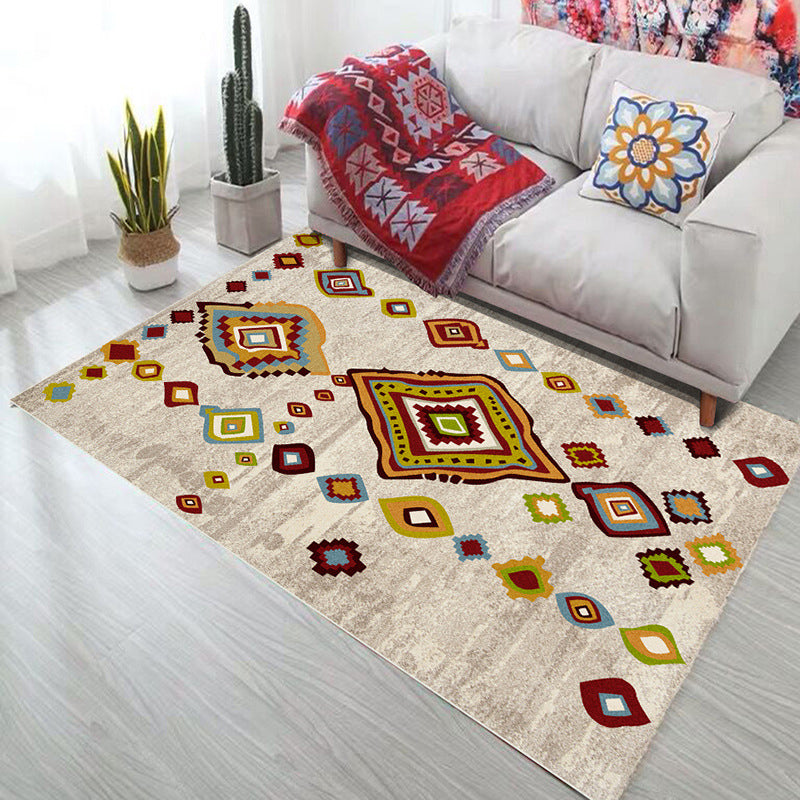 Bold Geometry Area Rug Polypropylene Bohemia Carpet Pet Friendly Machine Washable Non-Slip Rug for Living Room Grey Clearhalo 'Area Rug' 'Bohemian' 'Rugs' Rug' 2141561