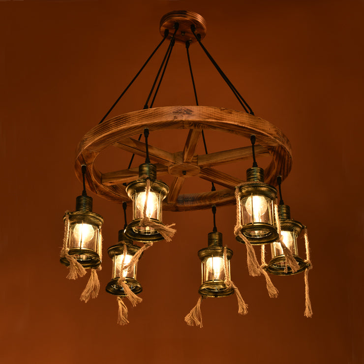 6-Light Metal Hanging Chandelier Coastal Bronze Kerosene Living Room Pendant Light Fixture Clearhalo 'Cast Iron' 'Ceiling Lights' 'Chandeliers' 'Industrial Chandeliers' 'Industrial' 'Metal' 'Middle Century Chandeliers' 'Rustic Chandeliers' 'Tiffany' Lighting' 214585