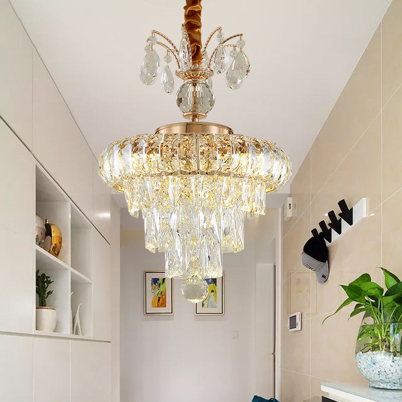 Tiered Chandelier Light Fixture Modern Crystal LED Gold Ceiling Pendant Light for Dining Room,12