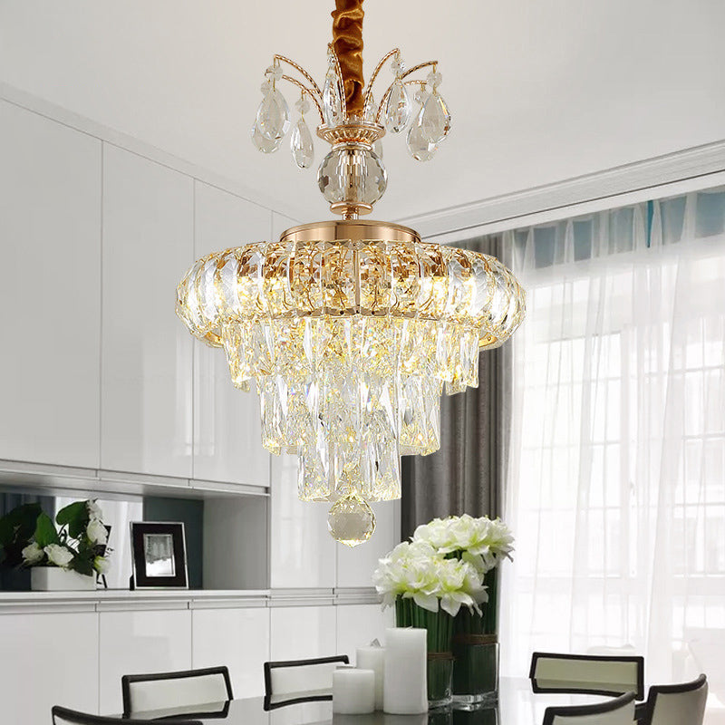 Tiered Chandelier Light Fixture Modern Crystal LED Gold Ceiling Pendant Light for Dining Room,12