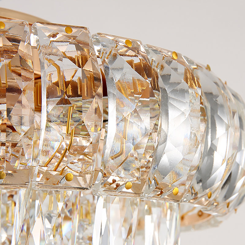 Tiered Chandelier Light Fixture Modern Crystal LED Gold Ceiling Pendant Light for Dining Room,12