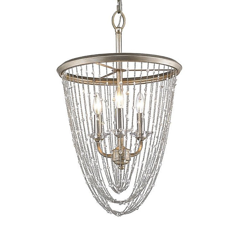 Wire Mesh Chandelier Light Modern Metal 3 Lights Gold Pendant Light with Crystal Accent Clearhalo 'Ceiling Lights' 'Chandeliers' 'Modern Chandeliers' 'Modern' Lighting' 215179