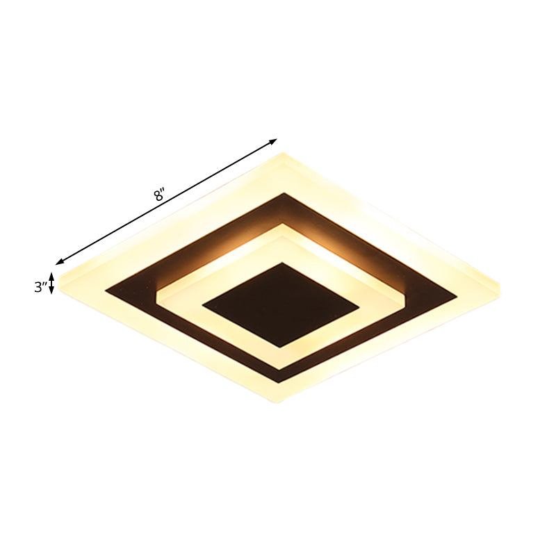 White/Coffee LED Corridor Flush Ceiling Lamp Simple Acrylic Round/Square Flushmount Lighting in Warm/White/Natural Light Clearhalo 'Ceiling Lights' 'Close To Ceiling Lights' 'Close to ceiling' 'Flush mount' Lighting' 215497