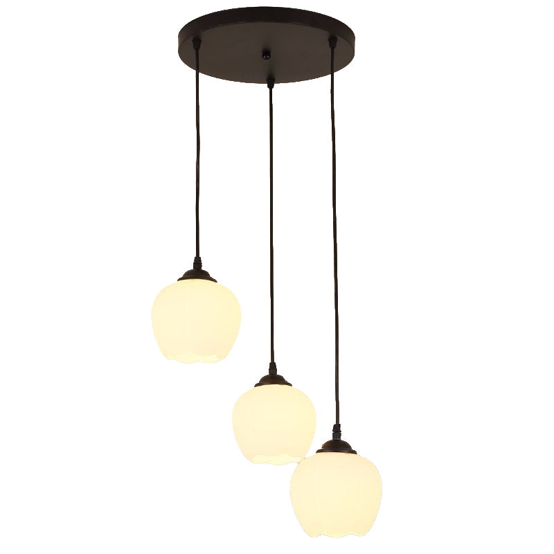 Black 3 Lights Lighting Fixture Classical White Glass Bubble Cluster Pendant for Living Room Clearhalo 'Ceiling Lights' 'Glass shade' 'Glass' 'Pendant Lights' 'Pendants' Lighting' 215991