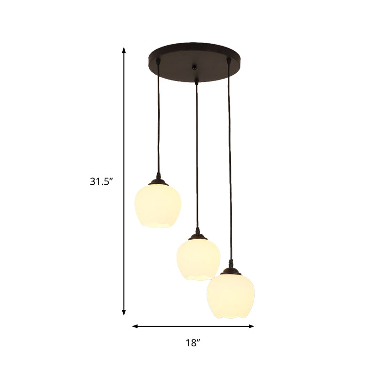 Black 3 Lights Lighting Fixture Classical White Glass Bubble Cluster Pendant for Living Room Clearhalo 'Ceiling Lights' 'Glass shade' 'Glass' 'Pendant Lights' 'Pendants' Lighting' 215992