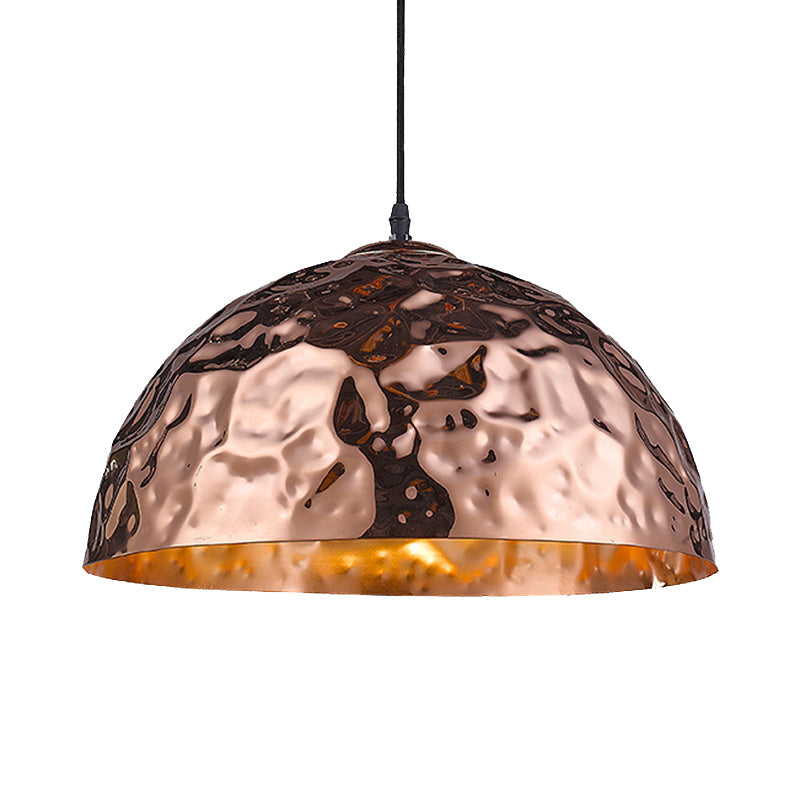 1 Light Hanging Ceiling Light with Bowl Metal Shade Classic Dining Room Pendant Lighting in Rose Gold, 10