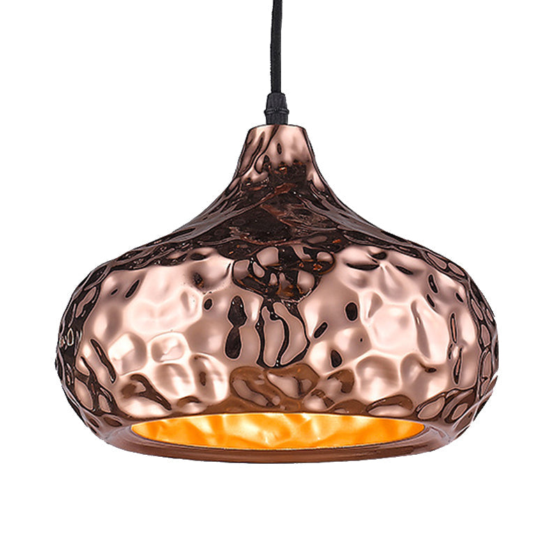 1 Light Hanging Ceiling Light with Bowl Metal Shade Classic Dining Room Pendant Lighting in Rose Gold, 10