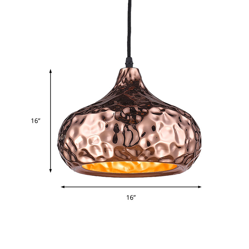 1 Light Hanging Ceiling Light with Bowl Metal Shade Classic Dining Room Pendant Lighting in Rose Gold, 10