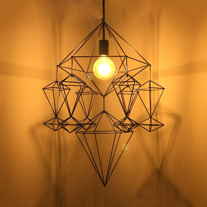 Black Diamond Pendant Fixture Classical Metal 1 Light Living Room Hanging Ceiling Light Clearhalo 'Ceiling Lights' 'Pendant Lights' 'Pendants' Lighting' 216035