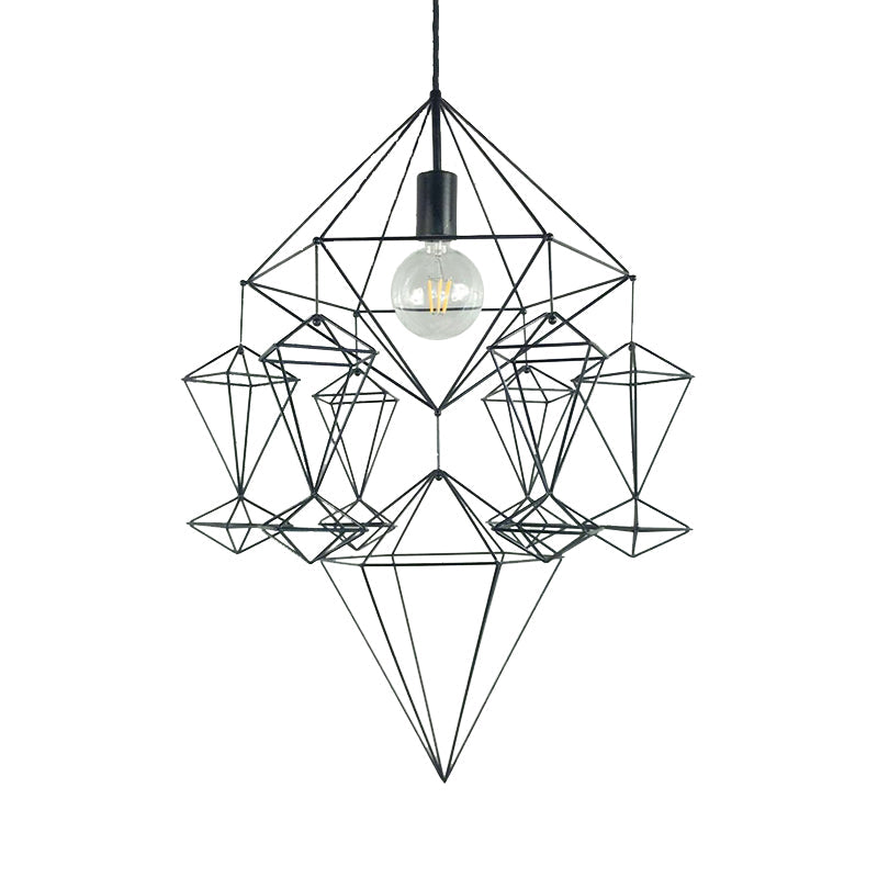 Black Diamond Pendant Fixture Classical Metal 1 Light Living Room Hanging Ceiling Light Clearhalo 'Ceiling Lights' 'Pendant Lights' 'Pendants' Lighting' 216036