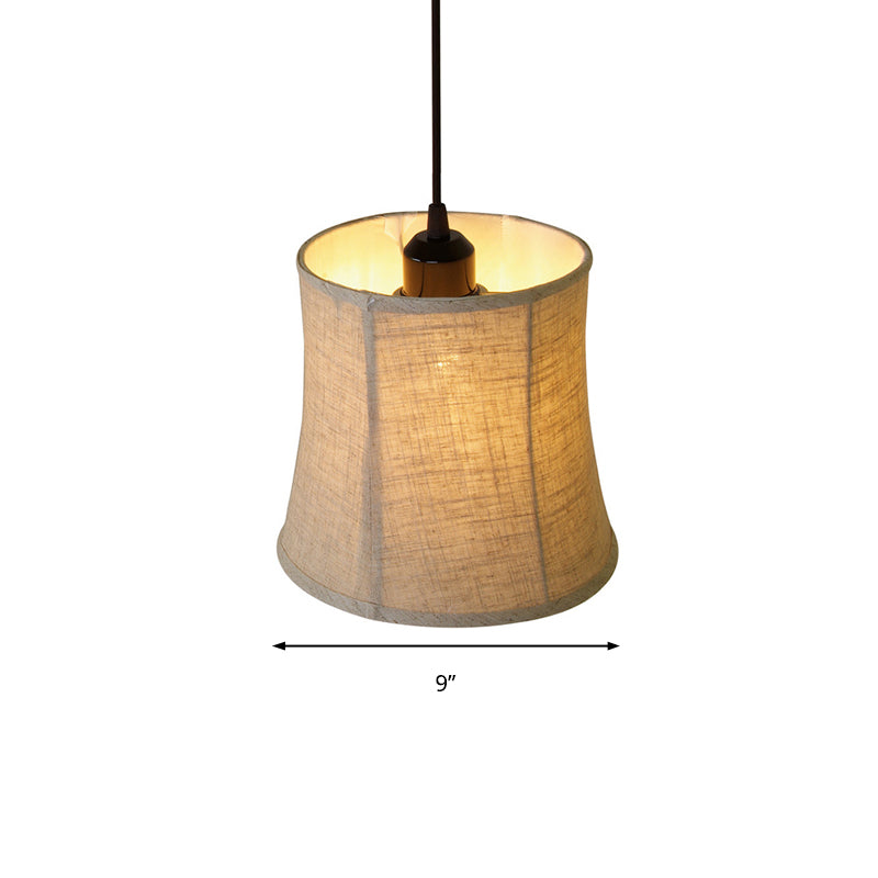 Flaxen Drum Shape Pendant Fixture Classical Fabric 1 Light Living Room Hanging Ceiling Light Clearhalo 'Ceiling Lights' 'Pendant Lights' 'Pendants' Lighting' 216089