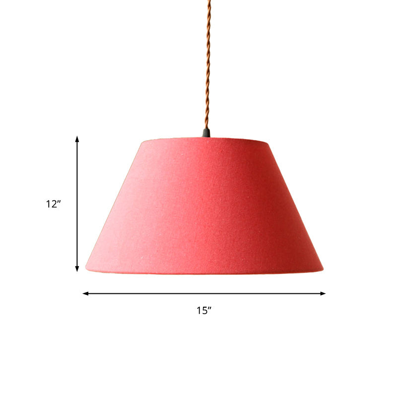 Classical Cone Pendant Lamp 1 Light Fabric Hanging Light Fixture in White/Coffee/Rose Red for Living Room Clearhalo 'Ceiling Lights' 'Pendant Lights' 'Pendants' Lighting' 216126