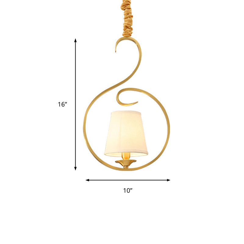 Traditional Cone Hanging Ceiling Light 1 Light Fabric Pendant Lighting in Gold for Living Room Clearhalo 'Ceiling Lights' 'Pendant Lights' 'Pendants' Lighting' 216182