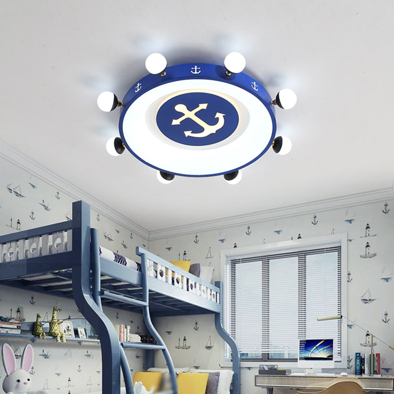 Circle Shaped Child Room LED Flush Mount Acrylic Modern Flushmount Ceiling Lighting Blue White Clearhalo 'Ceiling Lights' 'Close To Ceiling Lights' 'Close to ceiling' 'Flush mount' Lighting' 2161960