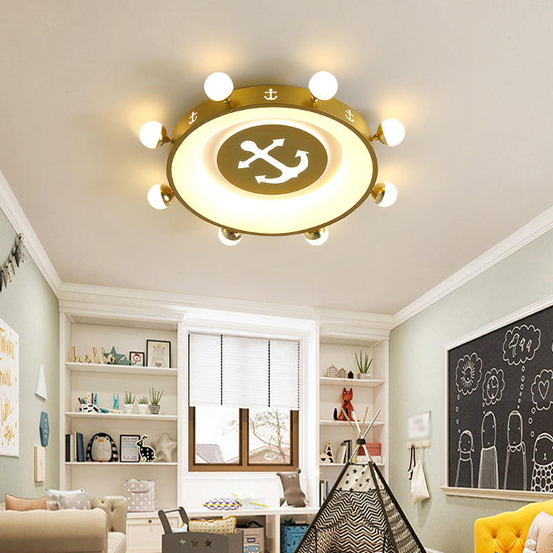 Circle Shaped Child Room LED Flush Mount Acrylic Modern Flushmount Ceiling Lighting Gold Warm Clearhalo 'Ceiling Lights' 'Close To Ceiling Lights' 'Close to ceiling' 'Flush mount' Lighting' 2161964