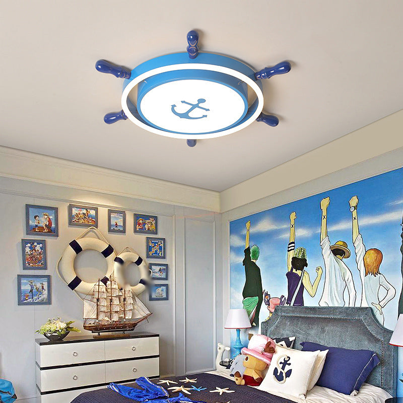 Rudder LED Flush Mount Lighting Kids Metallic Child Room Flush Mount Ceiling Light Clearhalo 'Ceiling Lights' 'Close To Ceiling Lights' 'Close to ceiling' 'Flush mount' Lighting' 2161976