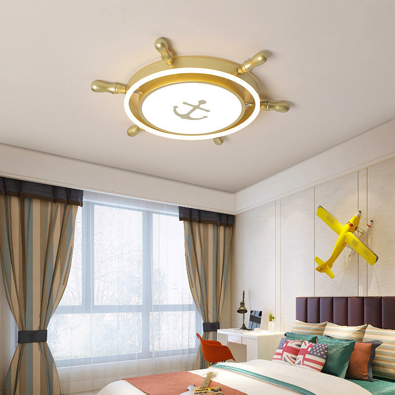 Rudder LED Flush Mount Lighting Kids Metallic Child Room Flush Mount Ceiling Light Clearhalo 'Ceiling Lights' 'Close To Ceiling Lights' 'Close to ceiling' 'Flush mount' Lighting' 2161980