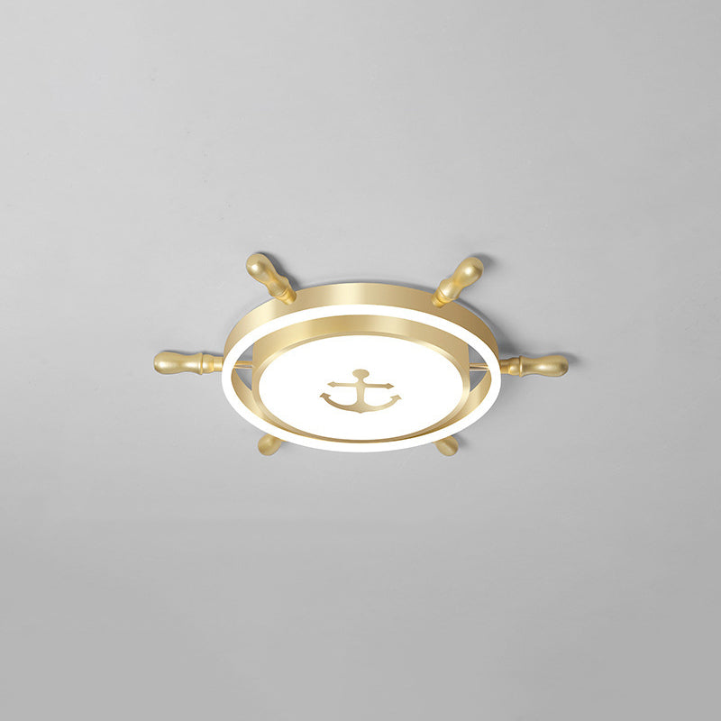 Rudder LED Flush Mount Lighting Kids Metallic Child Room Flush Mount Ceiling Light Clearhalo 'Ceiling Lights' 'Close To Ceiling Lights' 'Close to ceiling' 'Flush mount' Lighting' 2161981