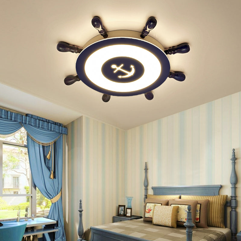 Resin Rudder Shaped Flush Light Contemporary Blue LED Flush Ceiling Light Fixture for Child Room Clearhalo 'Ceiling Lights' 'Close To Ceiling Lights' 'Close to ceiling' 'Flush mount' Lighting' 2161987