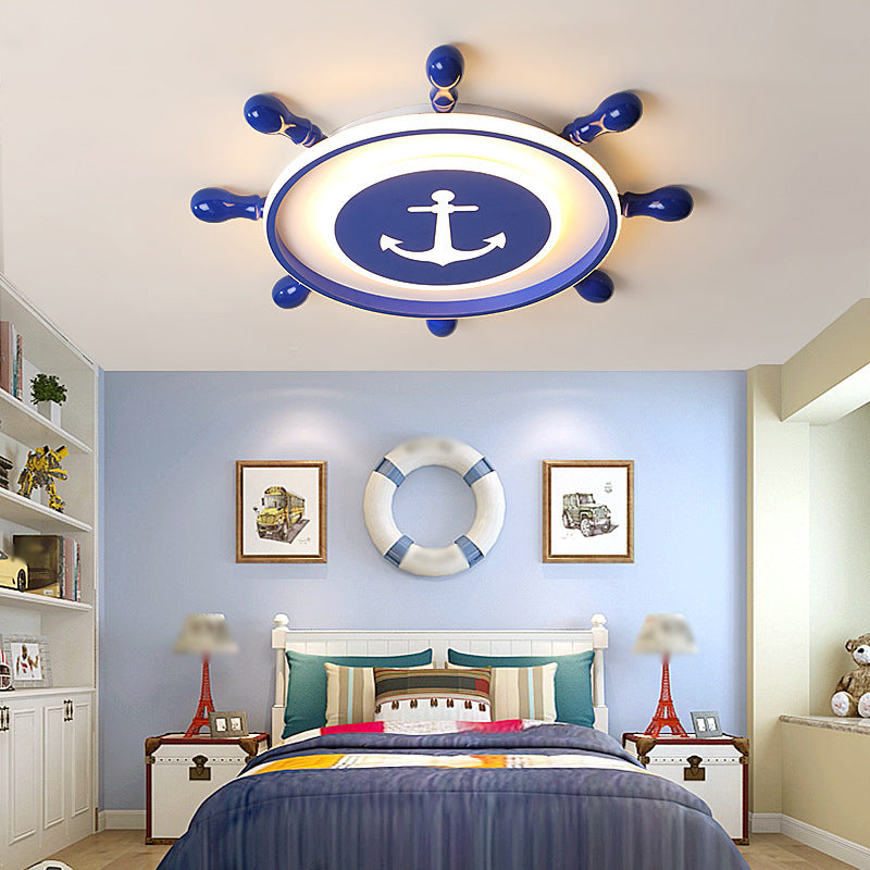 Blue Rudder Shaped LED Flush Mount Minimalist Metal Flushmount Ceiling Light for Child Room Blue Clearhalo 'Ceiling Lights' 'Close To Ceiling Lights' 'Close to ceiling' 'Flush mount' Lighting' 2161995