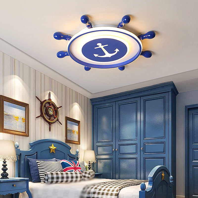 Blue Rudder Shaped LED Flush Mount Minimalist Metal Flushmount Ceiling Light for Child Room Clearhalo 'Ceiling Lights' 'Close To Ceiling Lights' 'Close to ceiling' 'Flush mount' Lighting' 2161996