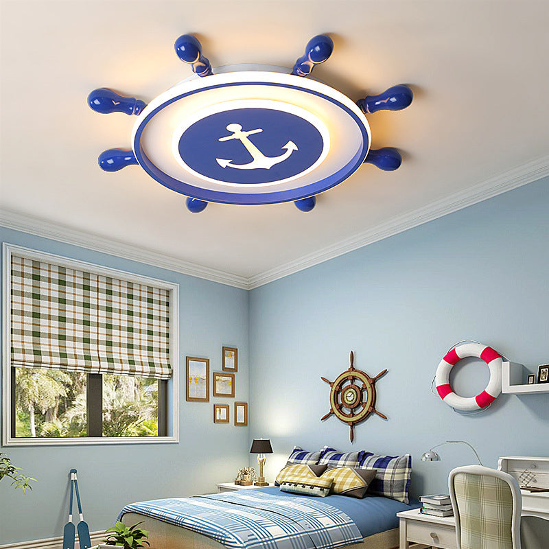 Blue Rudder Shaped LED Flush Mount Minimalist Metal Flushmount Ceiling Light for Child Room Clearhalo 'Ceiling Lights' 'Close To Ceiling Lights' 'Close to ceiling' 'Flush mount' Lighting' 2161997