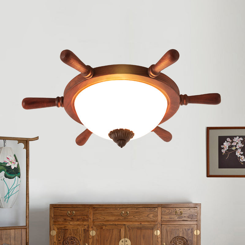 Rudder Shape Flush Light Kids Wooden Kindergarten LED Flush Ceiling Light Fixture Clearhalo 'Ceiling Lights' 'Close To Ceiling Lights' 'Close to ceiling' 'Flush mount' Lighting' 2162012