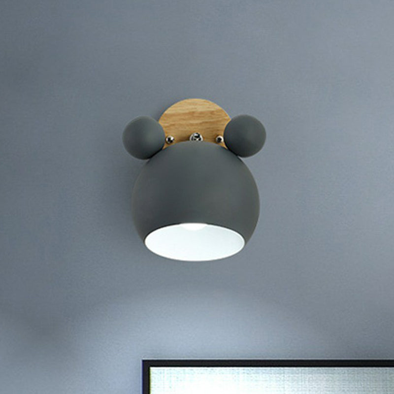 Bear Head Bedroom Wall Mount Light Metallic Single Minimalistic Wall Sconce Light Grey Clearhalo 'Wall Lamps & Sconces' 'Wall Lights' Lighting' 2162042