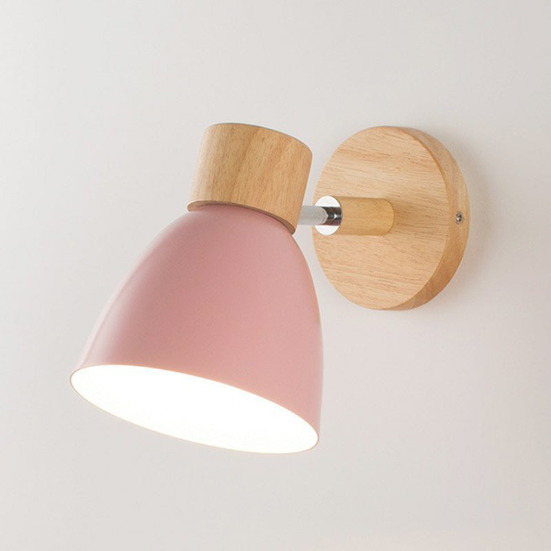 Dome Wall Mount Light Nordic Style Metallic 1-Light Bedside Rotatable Wall Lighting Pink Clearhalo 'Wall Lamps & Sconces' 'Wall Lights' Lighting' 2162057