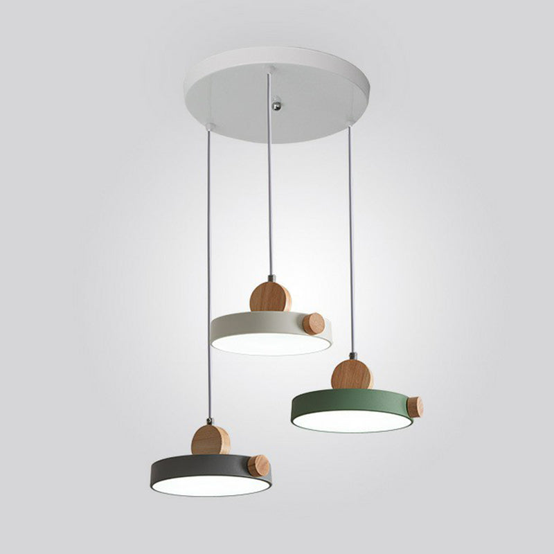 Round LED Hanging Pendant Simplicity Acrylic 3 Heads Dining Room Multi Ceiling Lamp in White Clearhalo 'Ceiling Lights' 'Pendant Lights' 'Pendants' Lighting' 2162108