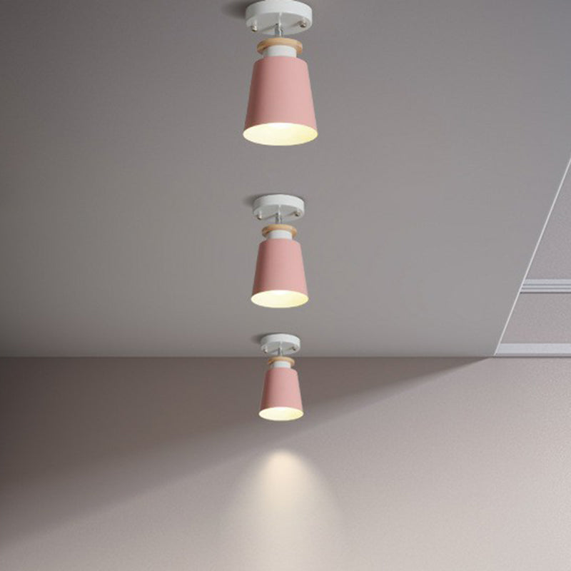 Tapered Entryway Semi Flush Metallic Single Minimalist Flush Ceiling Light Fixture Pink B Clearhalo 'Ceiling Lights' 'Close To Ceiling Lights' 'Close to ceiling' 'Semi-flushmount' Lighting' 2162151