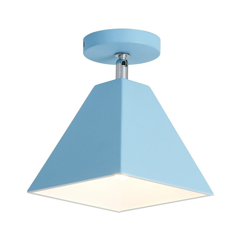 Simplicity Trapezoid Semi Flush Mount Metallic Single-Bulb Corridor Ceiling Mounted Light Clearhalo 'Ceiling Lights' 'Close To Ceiling Lights' 'Close to ceiling' 'Semi-flushmount' Lighting' 2162159