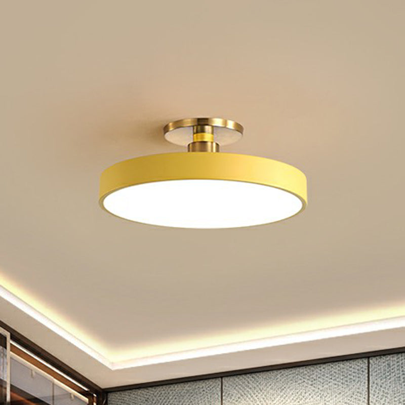 Round Flush Mount Light Nordic Style Acrylic Bedroom LED Semi Flush Ceiling Light Yellow Clearhalo 'Ceiling Lights' 'Close To Ceiling Lights' 'Close to ceiling' 'Semi-flushmount' Lighting' 2162171