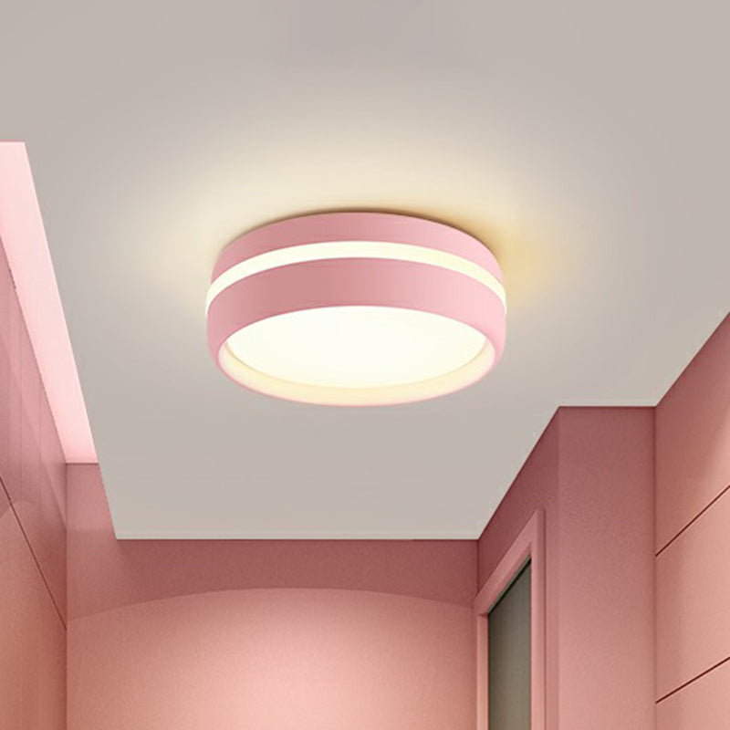 Round LED Flush Mount Minimalist Metallic Kindergarten Flushmount Ceiling Lighting Pink Clearhalo 'Ceiling Lights' 'Close To Ceiling Lights' 'Close to ceiling' 'Flush mount' Lighting' 2162232