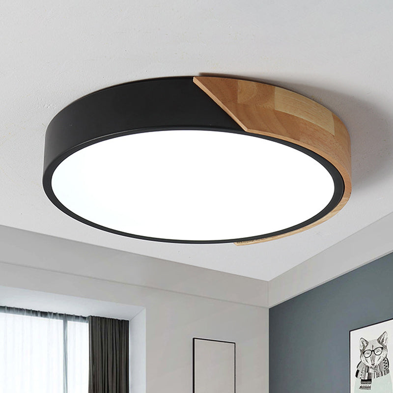 Black Circle Shaped Flush Light Macaron Acrylic LED Flush Ceiling Light Fixture for Living Room Black Clearhalo 'Ceiling Lights' 'Close To Ceiling Lights' 'Close to ceiling' 'Flush mount' Lighting' 2162250