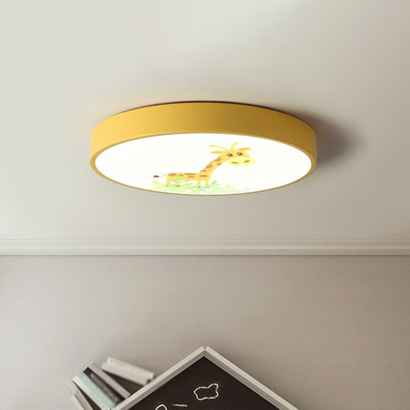 Circular Bedroom Flush Mount Lighting Acrylic Kids Style LED Flush Mount Fixture with Cartoon Patterned Orange Clearhalo 'Ceiling Lights' 'Close To Ceiling Lights' 'Close to ceiling' 'Flush mount' Lighting' 2162294