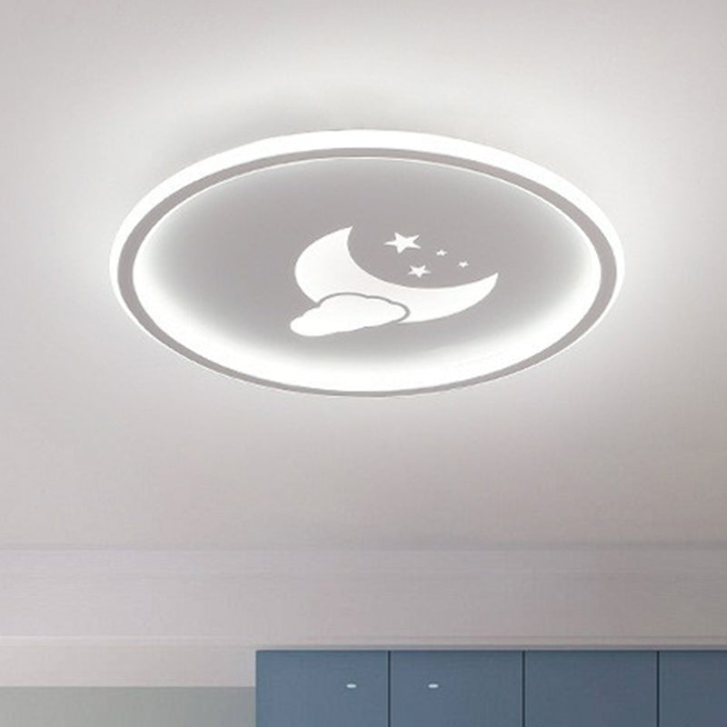 Metallic Ring Shaped LED Flush Mount Lighting Nordic Style Flush Mount Ceiling Light with Star and Moon Pattern White Clearhalo 'Ceiling Lights' 'Close To Ceiling Lights' 'Close to ceiling' 'Flush mount' Lighting' 2162319