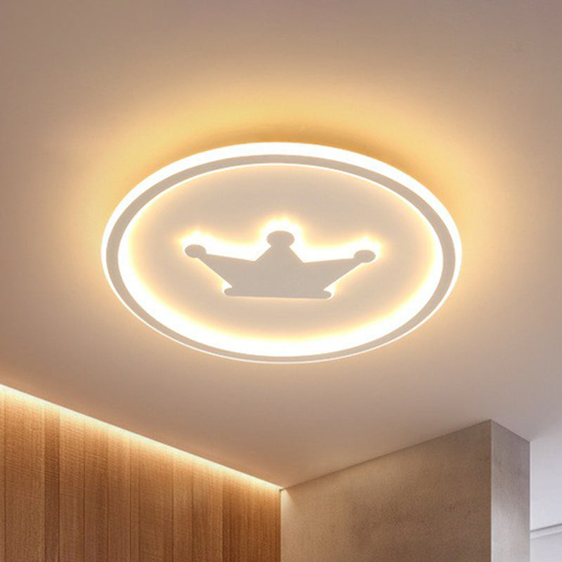 Crown Shaped LED Flush Mount Minimalist Acrylic Bedroom Flushmount Ceiling Light with Halo Ring White Clearhalo 'Ceiling Lights' 'Close To Ceiling Lights' 'Close to ceiling' 'Flush mount' Lighting' 2162340