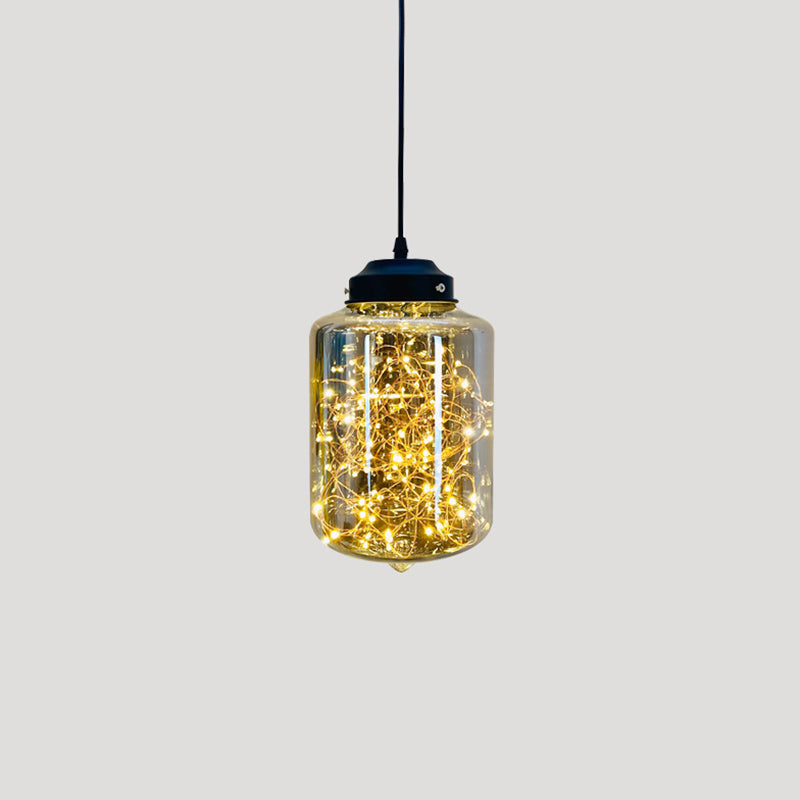 Geometric LED Pendant Light Fixture Suspension Light Simplicity Clear Glass Bedroom Starry Pendant Light Fixture Clearhalo 'Ceiling Lights' 'Close To Ceiling Lights' 'Glass shade' 'Glass' 'Modern Pendants' 'Modern' 'Pendant Lights' 'Pendants' Lighting' 2162479